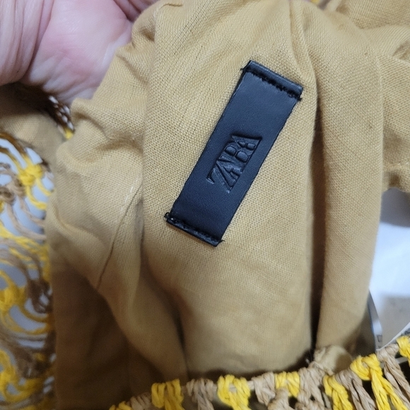 Zara Mustard Woven Large Tote Bag - Picture 6 of 6